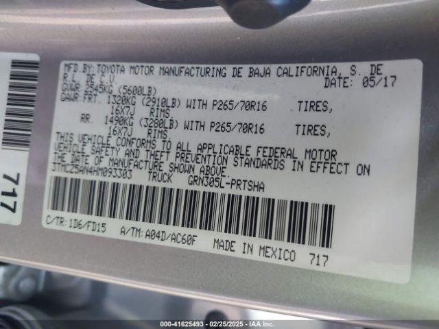 3TMCZ5AN4HM093303 Toyota Tacoma Trd Off Road