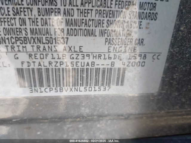 3N1CP5BVXNL501537 Nissan Kicks S Xtronic Cvt