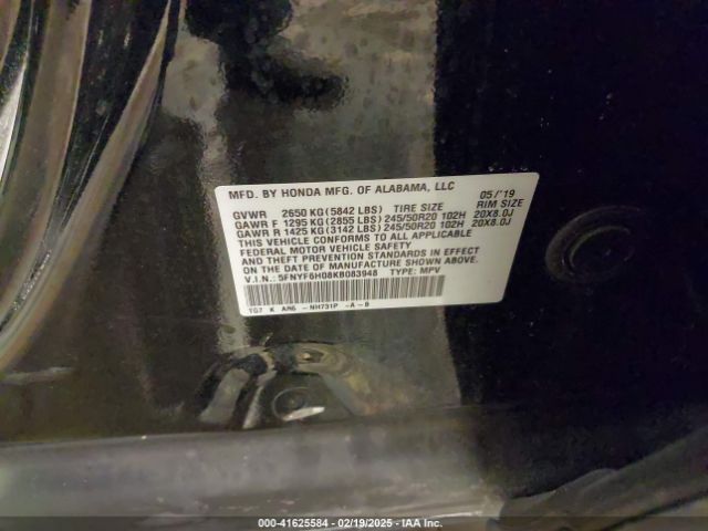 5FNYF6H08KB083948 Honda Pilot Elite