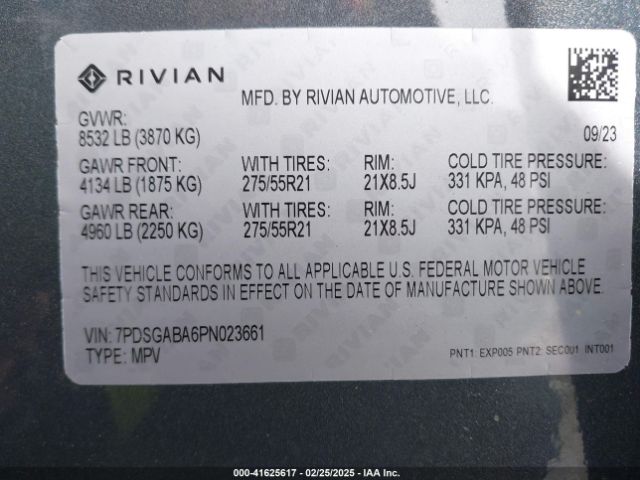 7PDSGABA6PN023661 Rivian R1s Adventure