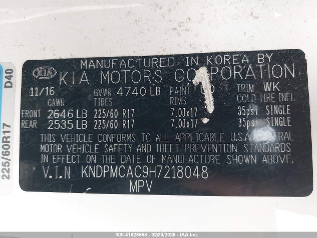 KIA Sportage Lx 2017 KNDPMCAC9H7218048 Image 9