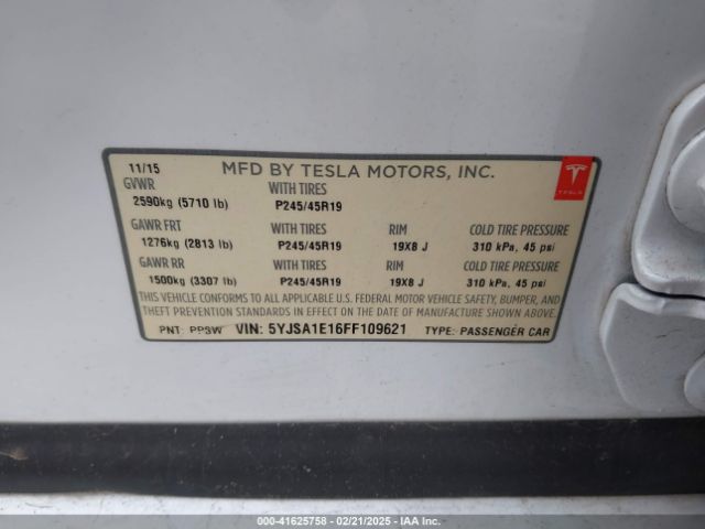 5YJSA1E16FF109621 Tesla Model S 60/70/85