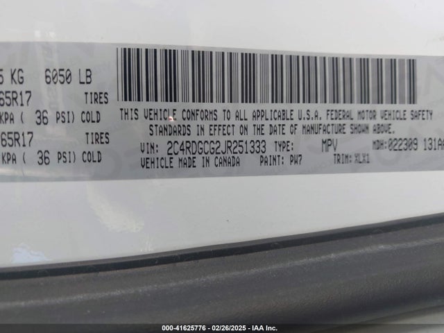2C4RDGCG2JR251333 Dodge Grand Caravan Sxt