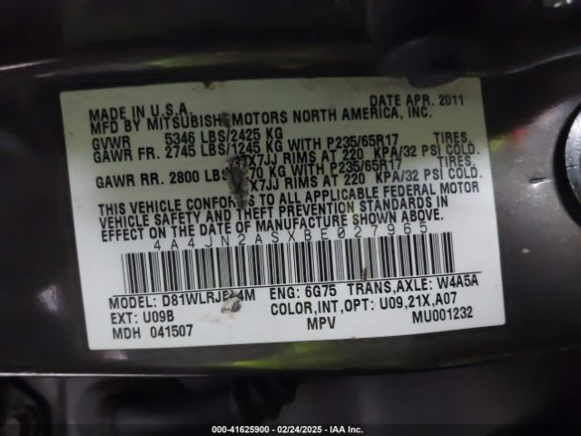 2011 MITSUBISHI ENDEAVOR 4A4JN2ASXBE027965 Photo 8