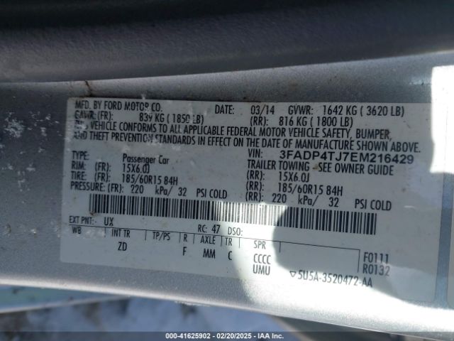 3FADP4TJ7EM216429 Ford FIESTA S