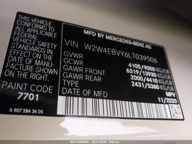 W2W4EBVY6LT039506 Freightliner Sprinter 2500 Standard Roof V6
