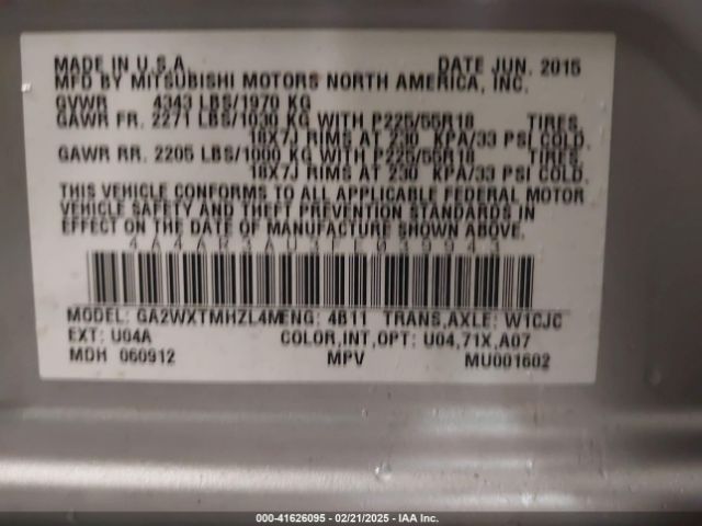 2015 MITSUBISHI OUTLANDER SPORT 4A4AR3AU3FE039943 Photo 8