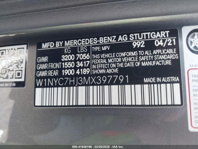 W1NYC7HJ3MX397791 Mercedes-Benz Amg G 63 4matic
