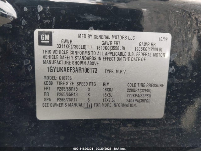 2010 CADILLAC ESCALADE 1GYUKAEF3AR106173 Photo 8