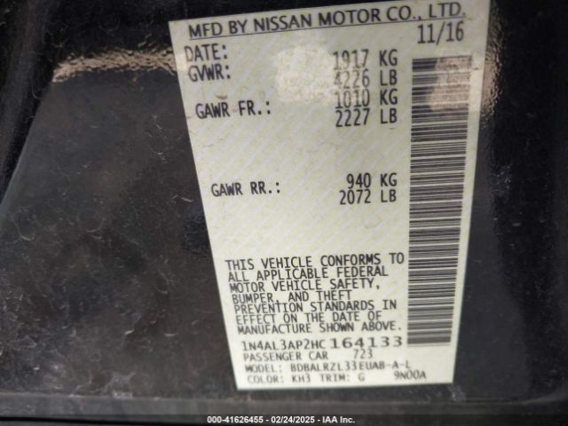 1N4AL3AP2HC164133 Nissan Altima 2.5 Sl