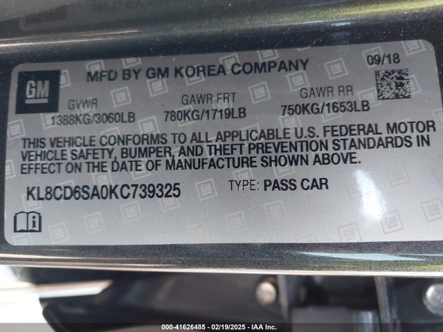 Chevrolet Spark 1lt Cvt 2019 KL8CD6SA0KC739325 Image 9