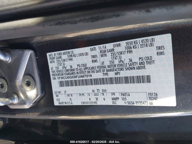 Ford ESCAPE SE 2015 1FMCU0GX9FUA67519 Image 9