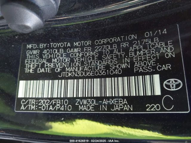 JTDKN3DU6E0361040 Toyota Prius