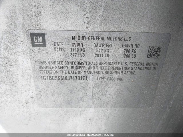 1G1BC5SMXJ7170171 Chevrolet Cruze Ls Auto