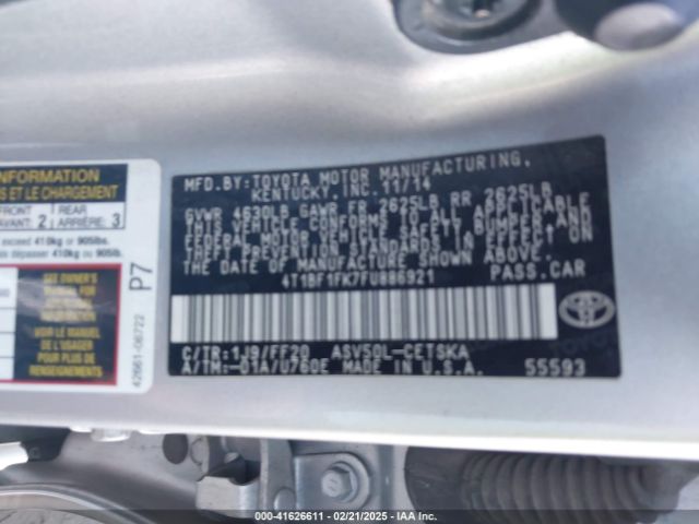 4T1BF1FK7FU886921 Toyota CAMRY SE
