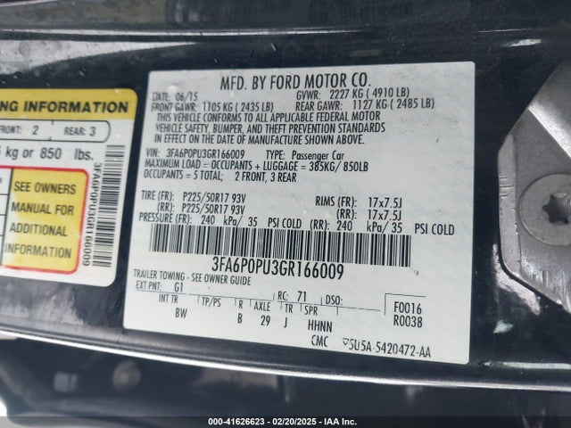 3FA6P0PU3GR166009 Ford Fusion Energi Se Luxury