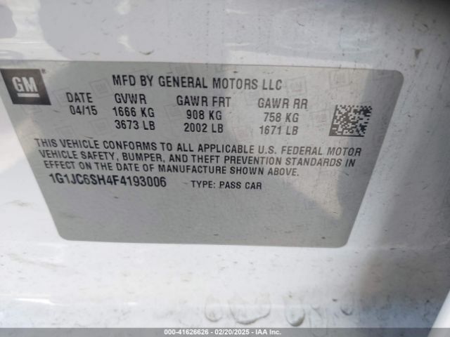 1G1JC6SH4F4193006 Chevrolet Sonic Lt Auto