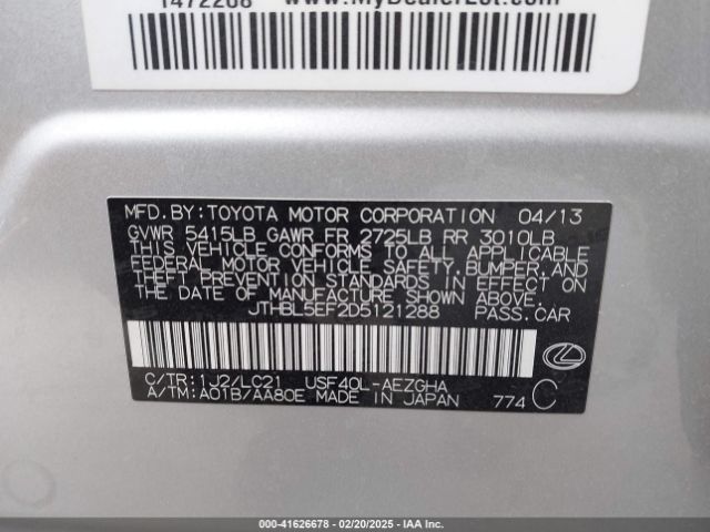 2013 LEXUS LS 460 JTHBL5EF2D5121288 Photo 8