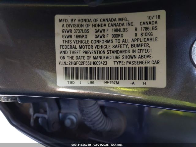 2HGFC2F55JH609423 Honda Civic Lx