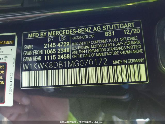 W1KWK8DB1MG070172 Mercedes-Benz C 300 Cabriolet
