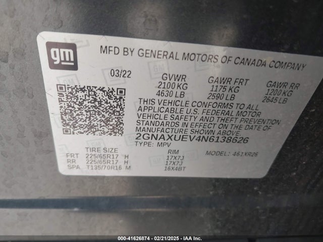 2GNAXUEV4N6138626 Chevrolet lyx