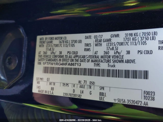 Ford gtdi 2017 1FTFW1RG4HFA86713 Image 9