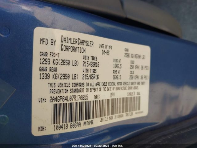 2007 CHRYSLER TOWN & COUNTRY 2A4GP64L07R170855 Photo 8