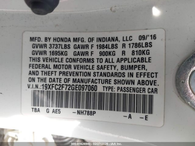 19XFC2F72GE097060 Honda CIVIC EX