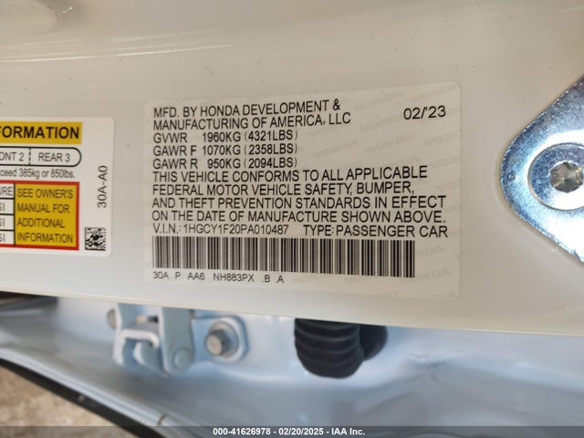 1HGCY1F20PA010487 Honda ACCORD LX