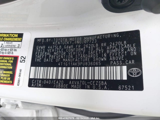 Toyota CAMRY SE 2023 4T1G11AK9PU836065 Image 9