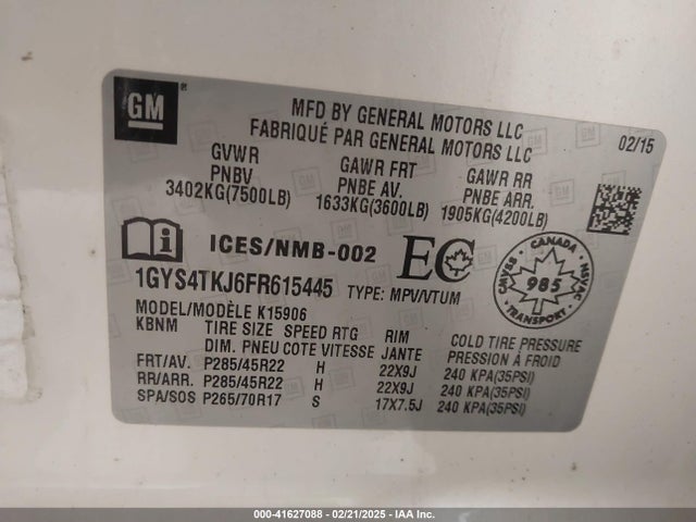 2015 CADILLAC ESCALADE ESV 1GYS4TKJ6FR615445 Photo 8