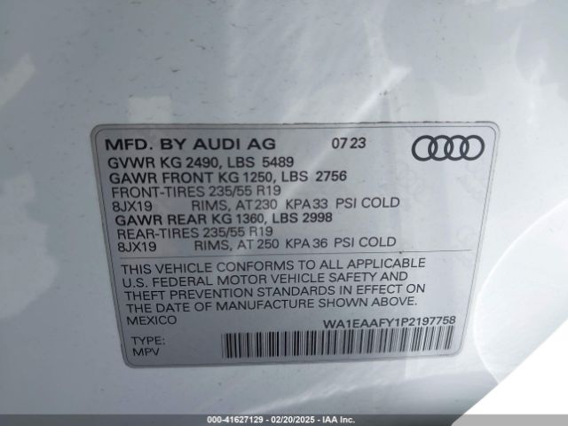 WA1EAAFY1P2197758 Audi Q5 Premium Plus 45 Tfsi S Line Quattro