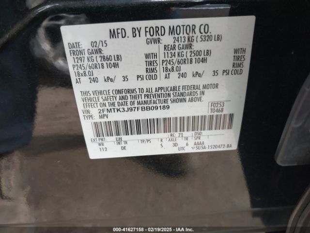 2FMTK3J97FBB09189 Ford EDGE SEL