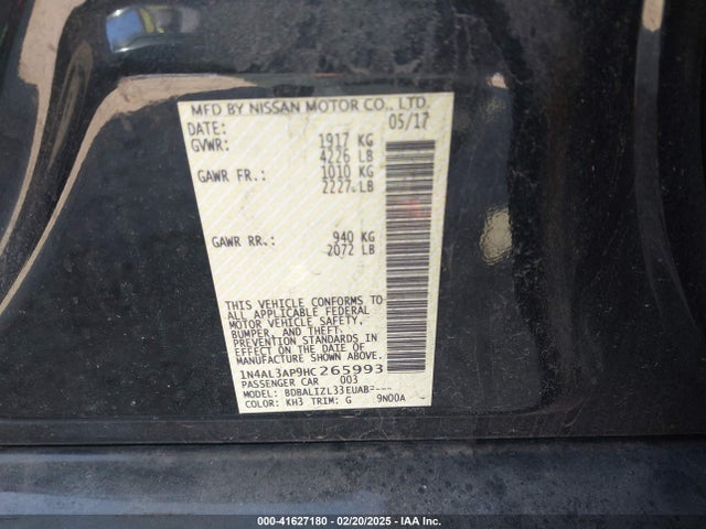 1N4AL3AP9HC265993 Nissan Altima 2.5 Sv