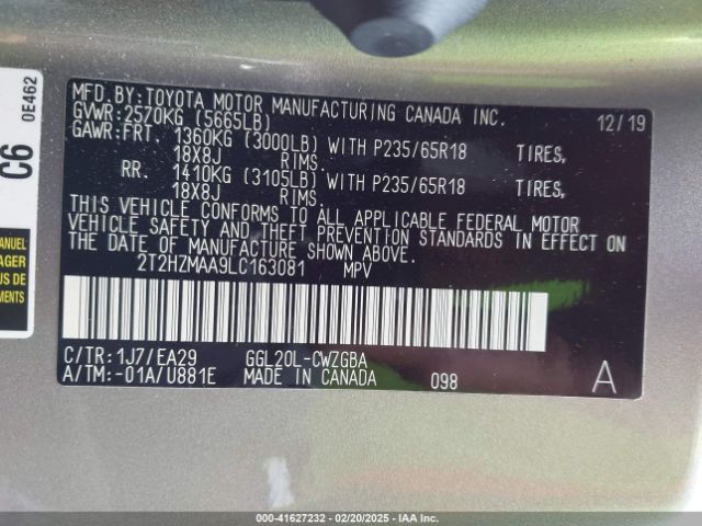 2T2HZMAA9LC163081 Lexus RX 350