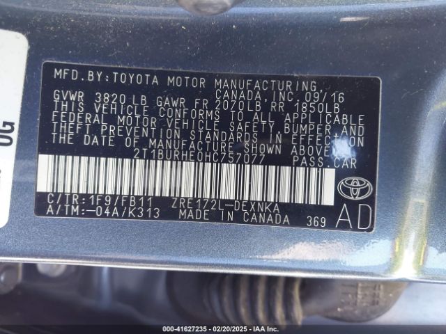 2T1BURHE0HC757077 Toyota Corolla L/le/xle/se/xse
