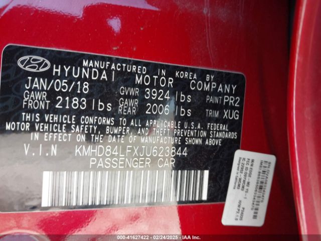 KMHD84LFXJU623844 Hyundai Elantra Value Edition