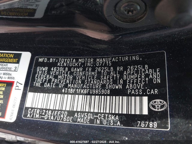 Toyota CAMRY SE 2015 4T1BF1FK6FU985908 Image 9