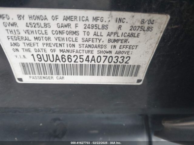 2004 ACURA TL 19UUA66254A070332 Photo 8