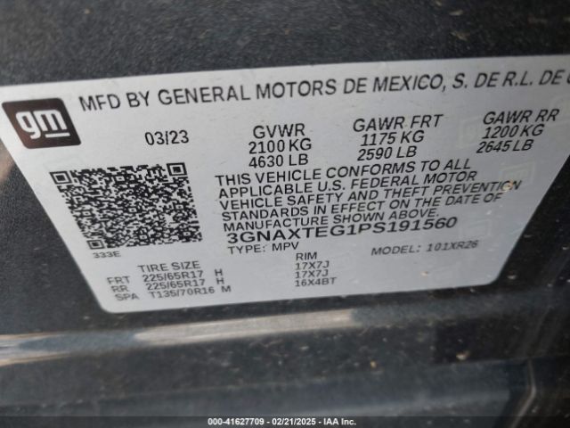 3GNAXTEG1PS191560 Chevrolet Equinox Awd 2fl