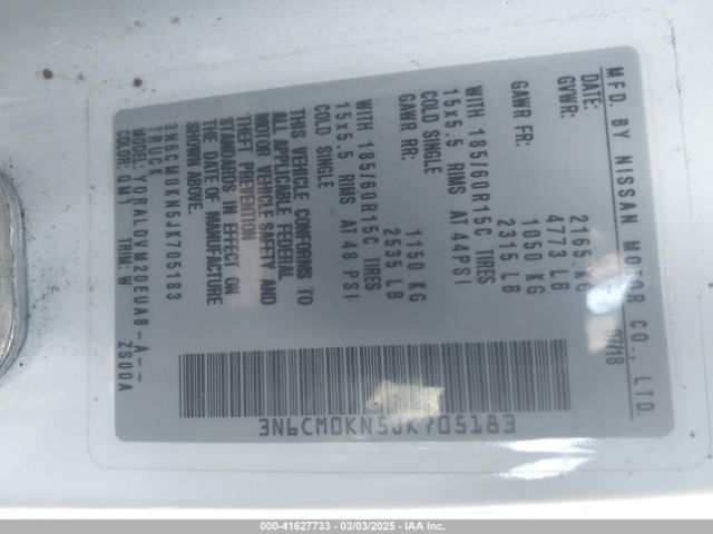 3N6CM0KN5JK705183 Nissan Nv200 S