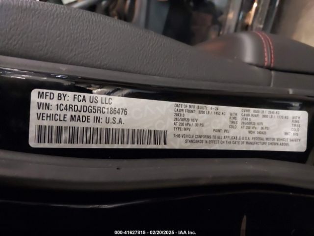 1C4RDJDG5RC186476 Dodge Durango Gt Plus Awd