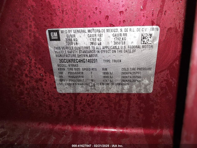 3GCUKREC4HG149201 Chevrolet Silverado 1500 2lt
