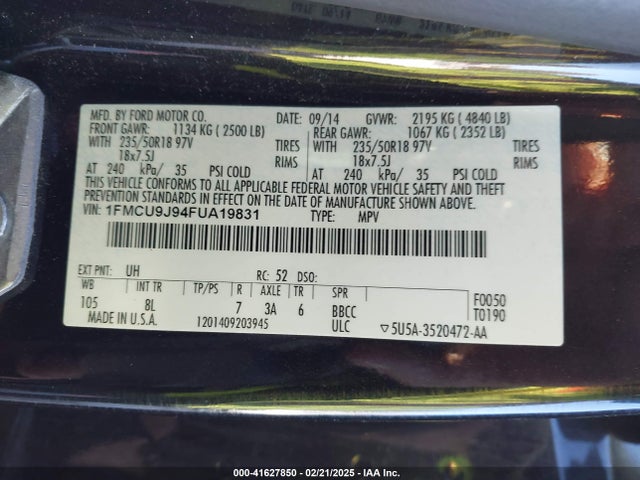 Ford Escape Titanium 2015 1FMCU9J94FUA19831 Image 9