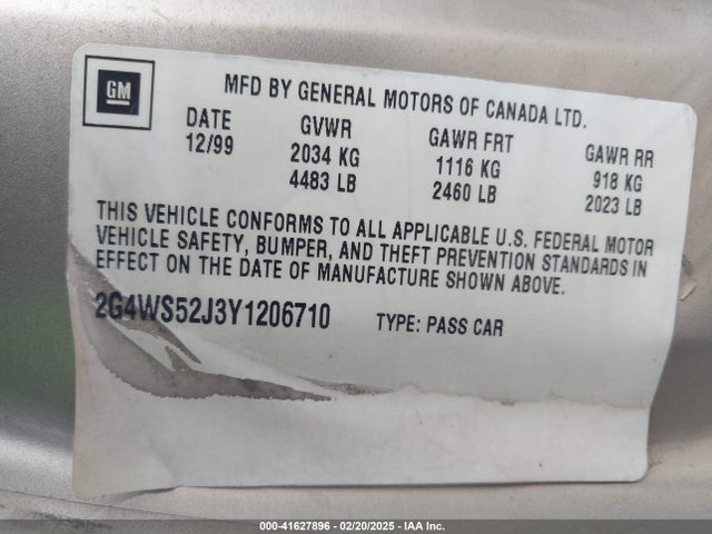 2000 BUICK CENTURY 2G4WS52J3Y1206710 Photo 8