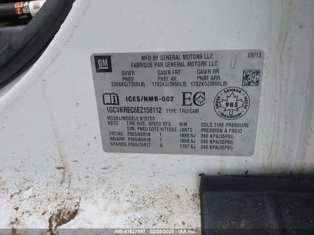1GCVKREC6EZ158112 Chevrolet Silverado 1500 2lt/lt