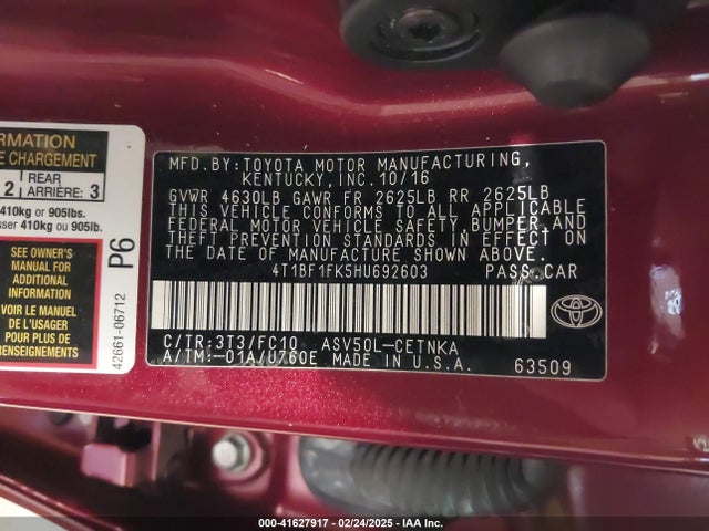 4T1BF1FK5HU692603 Toyota CAMRY LE
