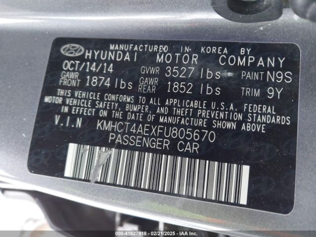 KMHCT4AEXFU805670 Hyundai ACCENT GLS