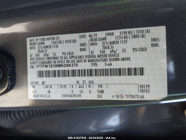 1FTFW1E58MKD96370 Ford F-150 Xl