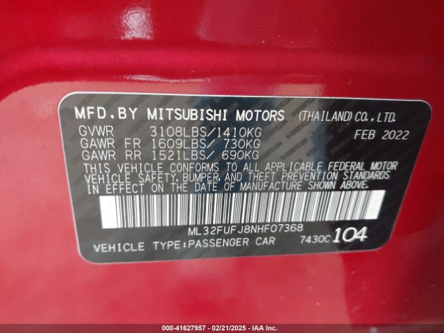 2022 MITSUBISHI MIRAGE G4 ML32FUFJ8NHF07368 Photo 8